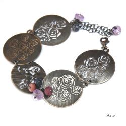 róże,grawerowane,wycinane w srebrze - Bransoletki - Biżuteria
