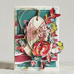 motyl,kwiaty,wiosna,kartka - Kartki okolicznościowe - Akcesoria