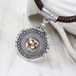 srebrny naszyjnik z cyrkonem ognistym - Naszyjniki - Biżuteria
