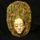 Ceramika i szkło maska,kobieta,maki,unikat,zieleń