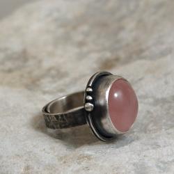 pierścionek z różowym kwarcem - Pierścionki - Biżuteria