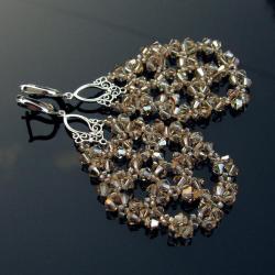 kolczyki ślubne Swarovski Golden Shadow srebro - Kolczyki - Biżuteria