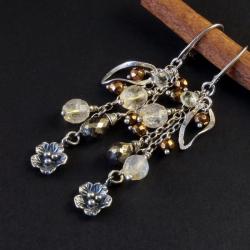srebrne,wiszące kolczyki z minerałami - Kolczyki - Biżuteria