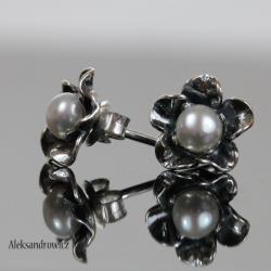 srebro,perła - Kolczyki - Biżuteria