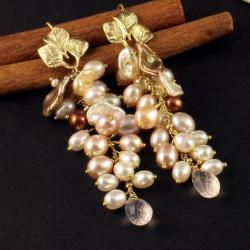 Pozłacane kolczyki z pereł - Kolczyki - Biżuteria