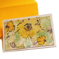 kartka,żółta,kwiaty,ciepła,wyjazd,podziękowanie, - Kartki okolicznościowe - Akcesoria