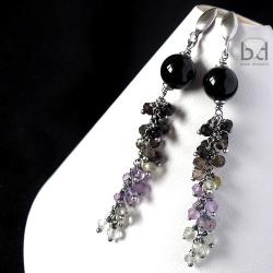 długie kolczyki z turmalinem i oksydowanym srebrem - Kolczyki - Biżuteria