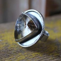 pierścionek srebro kryształ metaloplastyka unikat - Pierścionki - Biżuteria