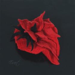 czerwona broszka,kwiat czerwony,filcowana broszk - Broszki - Biżuteria