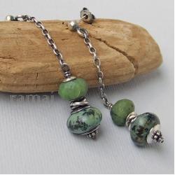 Ramaj,zielone kolczyki z jaspisem - Kolczyki - Biżuteria