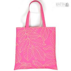 różowa torba,pink bag,liście,na plażę,na lato - Na ramię - Torebki