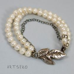 Bransoletka z perłami,ArtClay,artseko,srebro - Bransoletki - Biżuteria