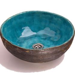 turkusowa umywalka,ręcznie robiona umywalka - Ceramika i szkło - Wyposażenie wnętrz