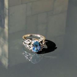 celtycki pierścionek,oryginalny,z topazem,srebrny - Pierścionki - Biżuteria