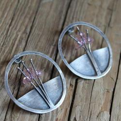 kolczyki srebro metaloplastyka Swarowski róż - Kolczyki - Biżuteria