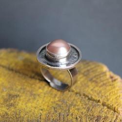 pierścionek srebro perła metaloplastyka unikat - Pierścionki - Biżuteria