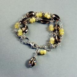 bransoletka z opala żółtego i kwarcu dymnego - Bransoletki - Biżuteria