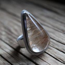 pierścionek srebro kwarc rutyl unikat - Pierścionki - Biżuteria