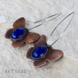 kolczyki,motyle,wiszące,lapis lazuli - Kolczyki - Biżuteria