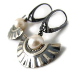 srebrne kolczyki z perłami,Xena - Kolczyki - Biżuteria