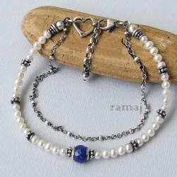 Ramaj,subtelna bransoletka z perłami - Bransoletki - Biżuteria