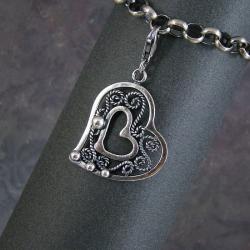 charms,zawieszka,srebro oksydowane,serce - Charms - Biżuteria