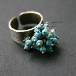 pierścionek,srebro,fado,niebieski,turkus,apatyt - Pierścionki - Biżuteria