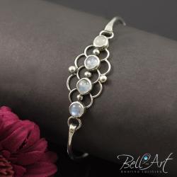 bransoleta,elegancka,srebrna,kamień księżycowy - Bransoletki - Biżuteria