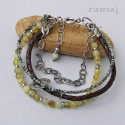 Ramaj,Age,bransoletka z rzemieniem,opalem - Bransoletki - Biżuteria