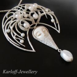 secesja,art nouveau,perły,Rene Lalique,srebro - Wisiory - Biżuteria