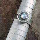 Pierścionki surowy pierścionek,kamień księżycowy,srebro,kuty