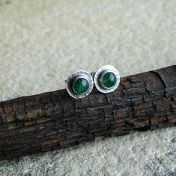 zielone kolczyki,malutkie,drobne,awenturyn - Kolczyki - Biżuteria