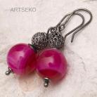 Kolczyki Srebrne kolczyki z różowym kwarcem Artseko