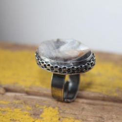 pierścionek srebro róża chalcedon unikat - Pierścionki - Biżuteria