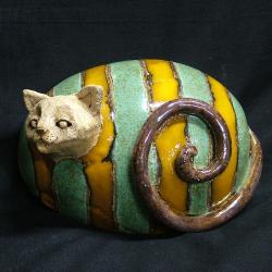 kot,ceramika,paski,dekoracja,pozytywny - Ceramika i szkło - Wyposażenie wnętrz