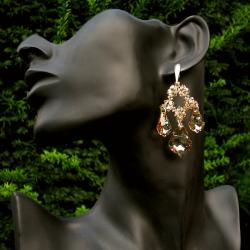 kolczyki ślubne wieczorowe Swarovski Golden Shadow - Kolczyki - Biżuteria