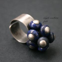 srebro,niebieski,pierścionek,oksydowany,lapis,fado - Pierścionki - Biżuteria
