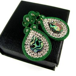 haft sutaszowy,kryształy,soutache,sutasz - Kolczyki - Biżuteria