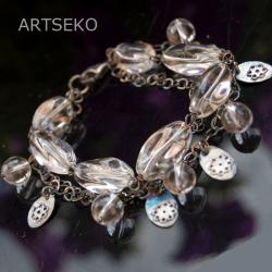 bransoletka srebrna z kryształem górskim - Bransoletki - Biżuteria